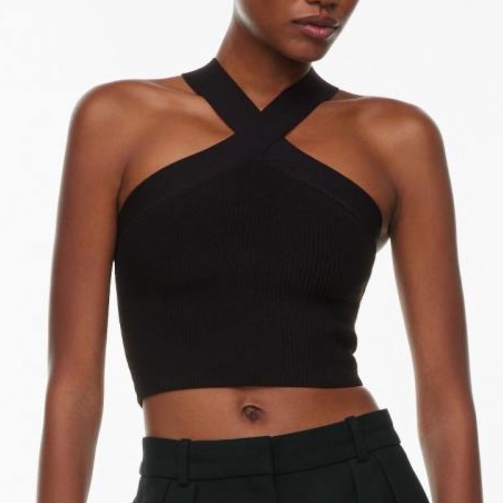 artizia cross neck cropped tank top